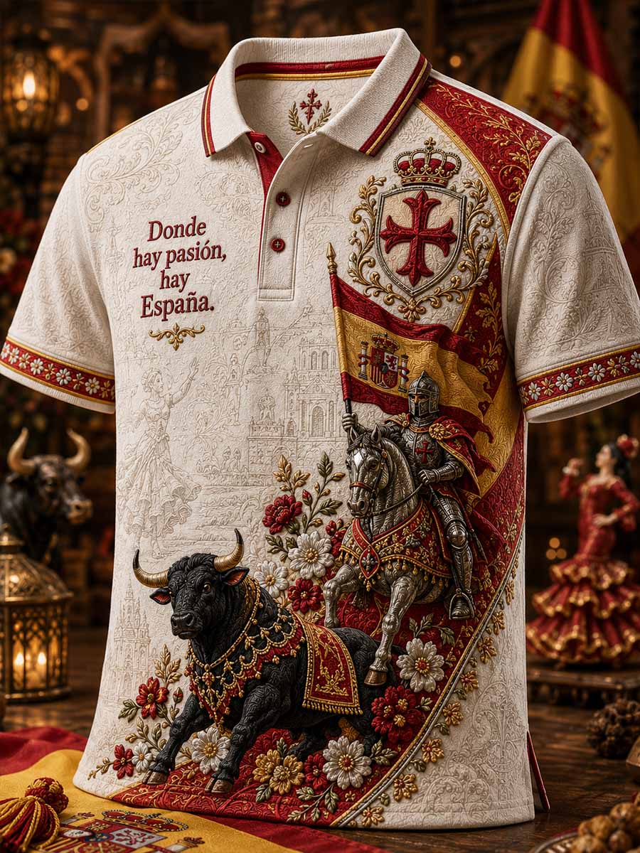 Polo de hombre con estampado conmemorativo patriótico español