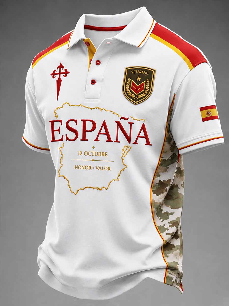 Polo con estampado cultural del día nacional español para hombre