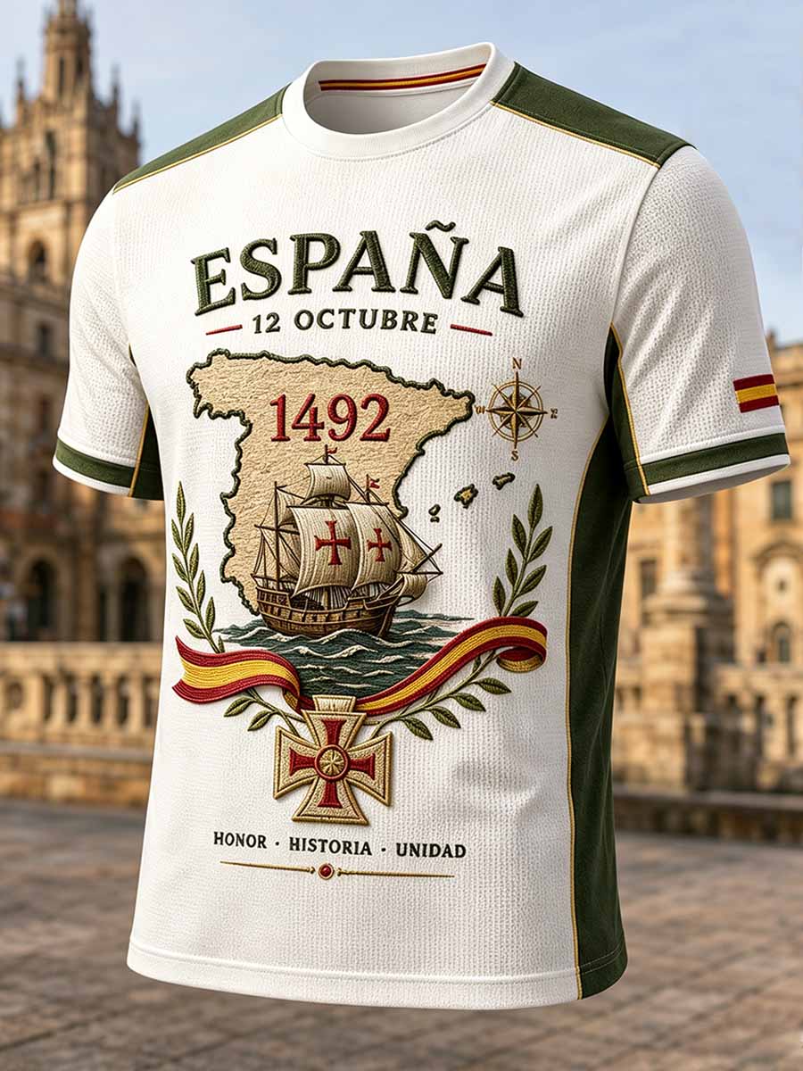 Camiseta estampada con motivos culturales del Día Nacional de España para hombre