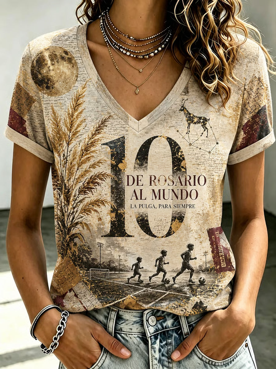 Camiseta casual de manga corta para mujer Soccer Legend Retire Memorial