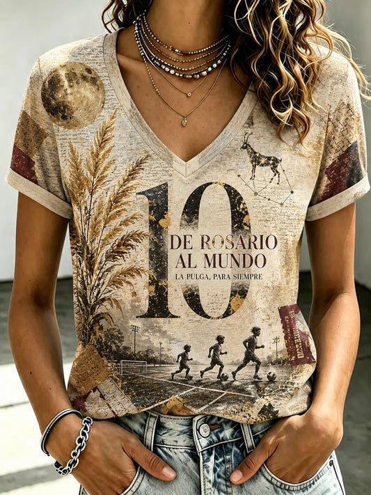 Camiseta casual de manga corta para mujer Soccer Legend Retire Memorial