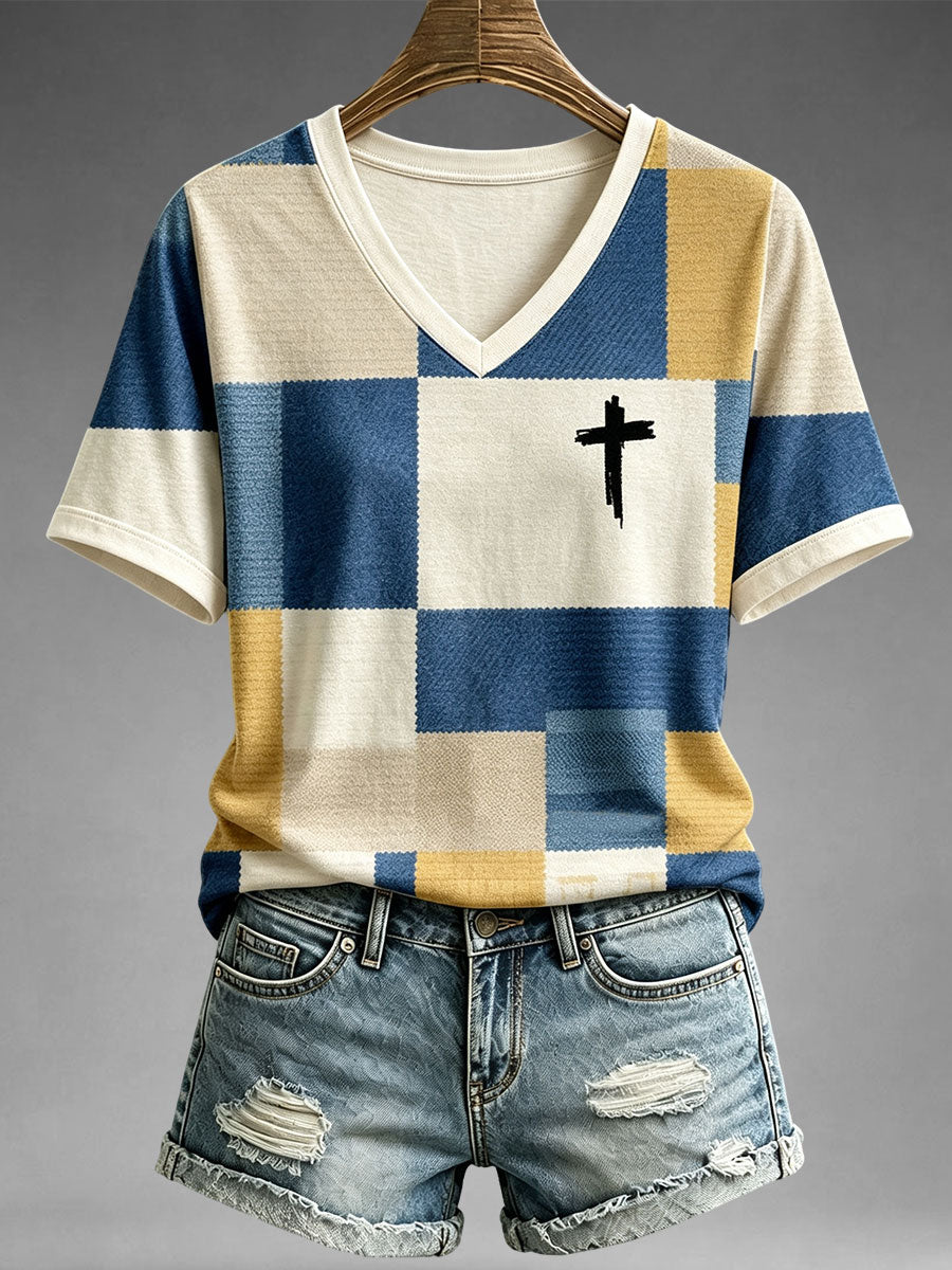 Camiseta de arte Quilt de temática de fe para mujer