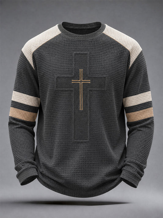 Camiseta de waffle con cruz para hombre