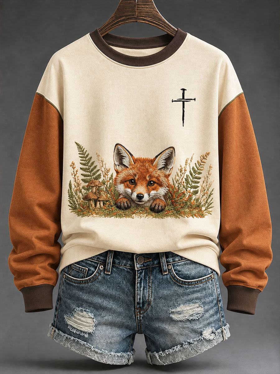 Sudadera informal de corte regular con estampado animal para mujer
