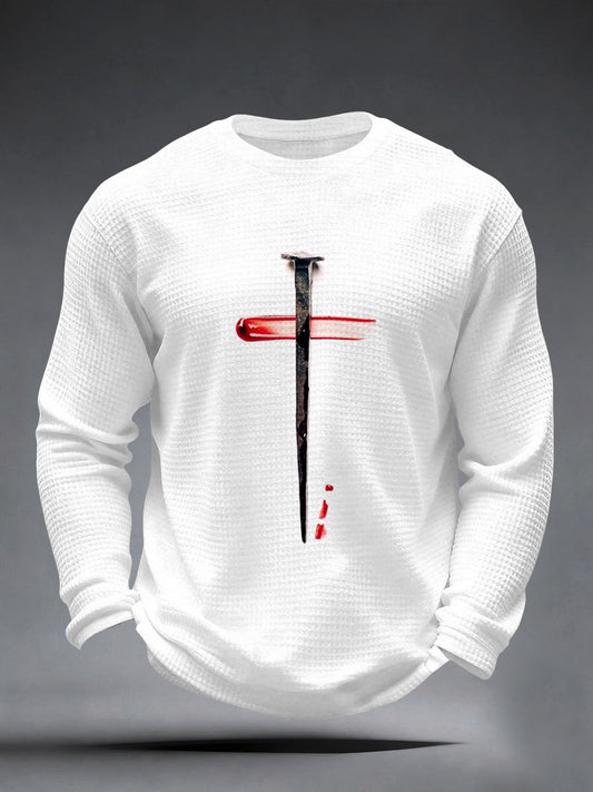 Camiseta de waffle con cruz para hombre