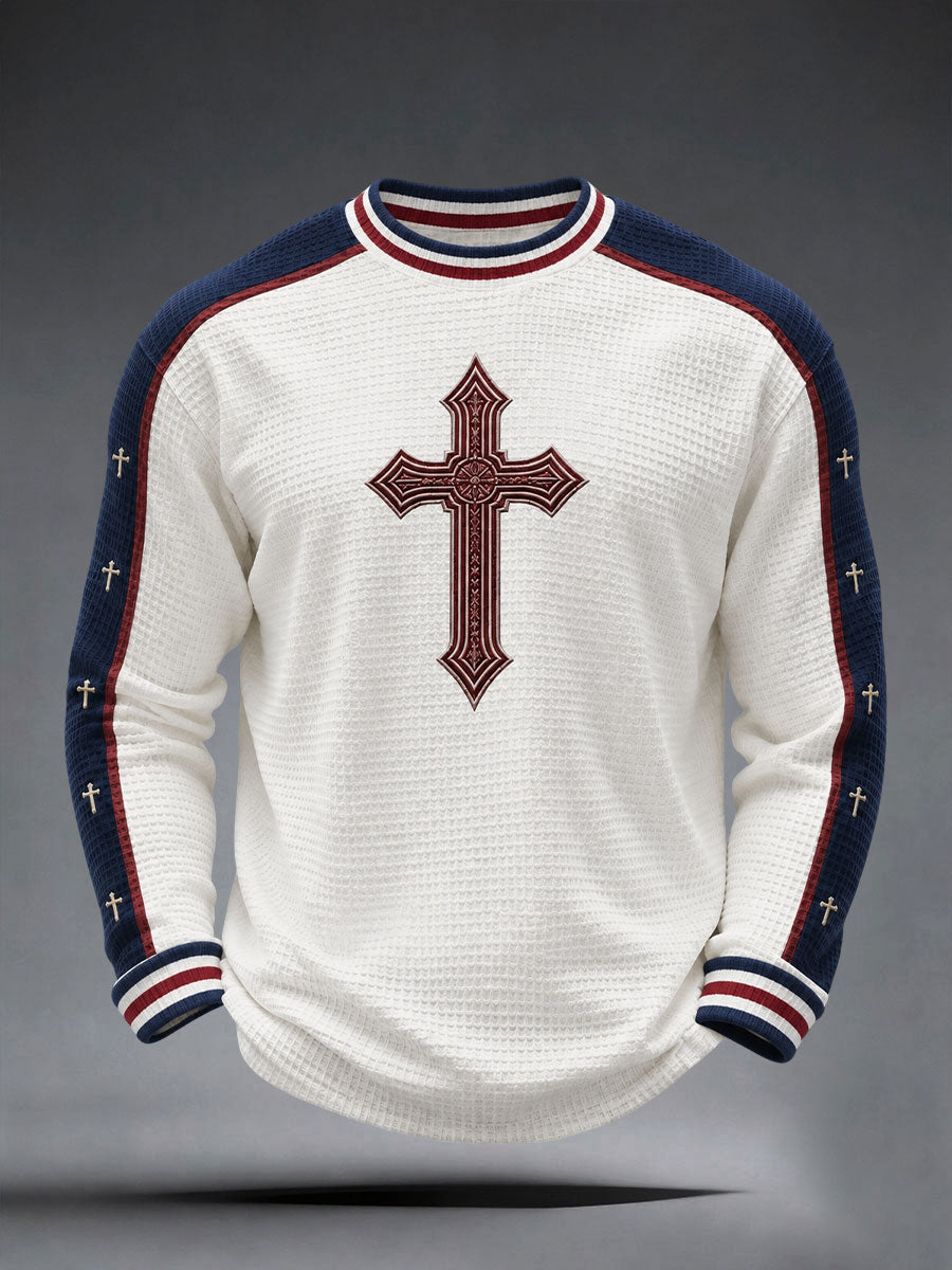 Camiseta de waffle con cruz para hombre