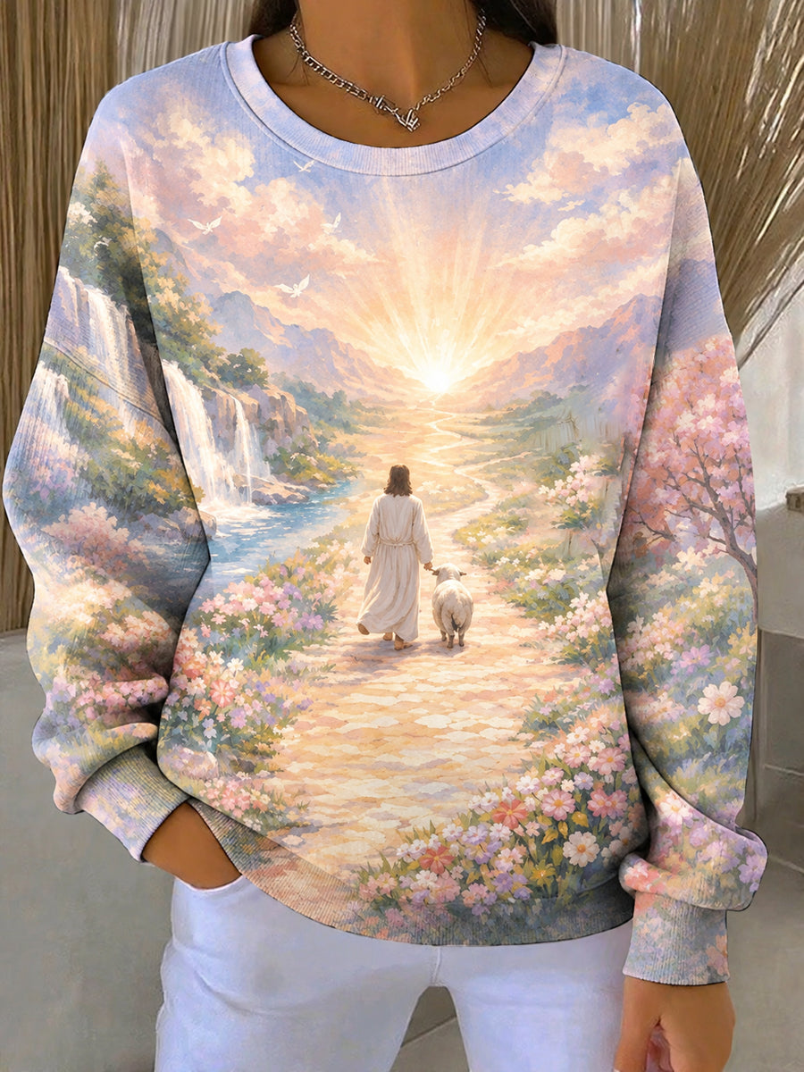 Sudadera informal con estampado para mujer