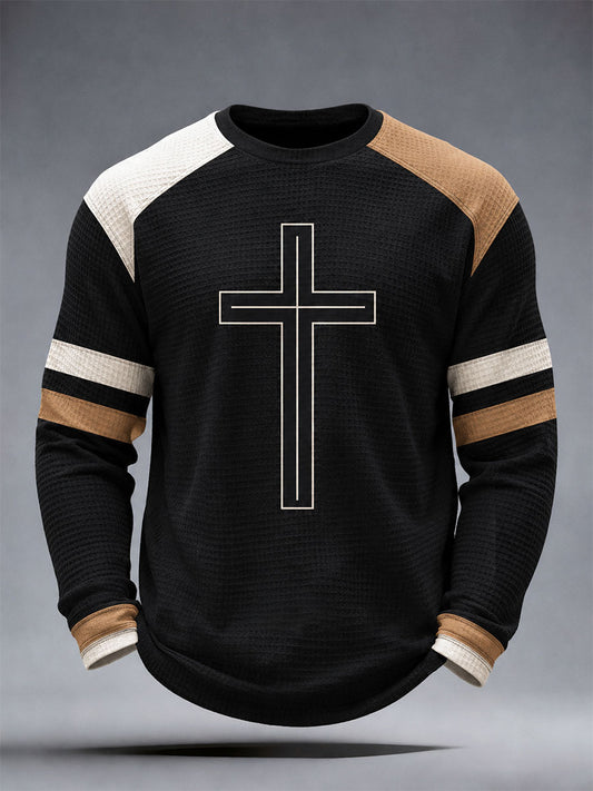 Camiseta de waffle con cruz para hombre