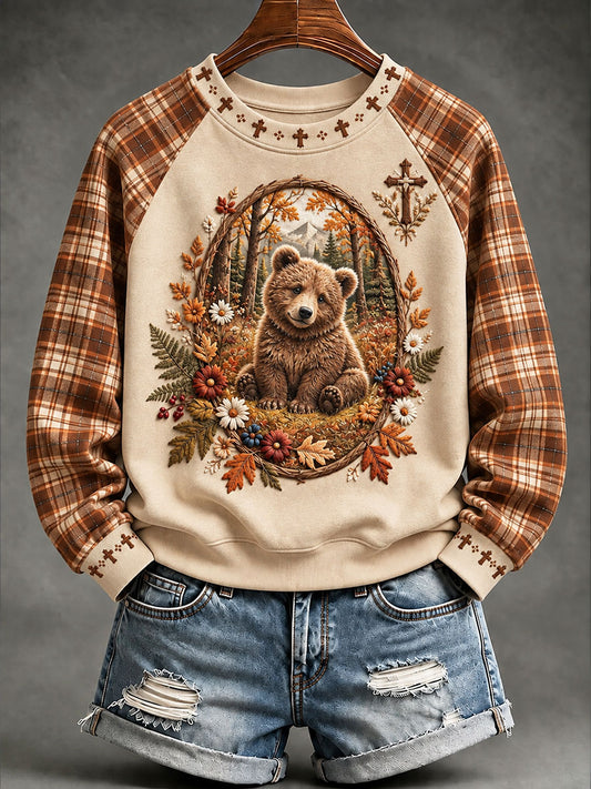 Sudadera de manga raglán casual animal de otoño de fe para mujer