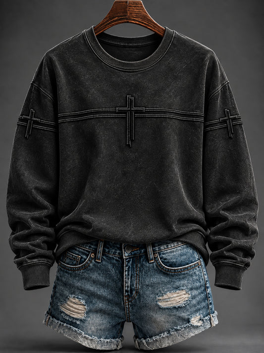 Sudadera informal con estampado para mujer