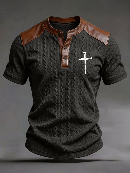 Camiseta casual con estampado cruzado para hombre