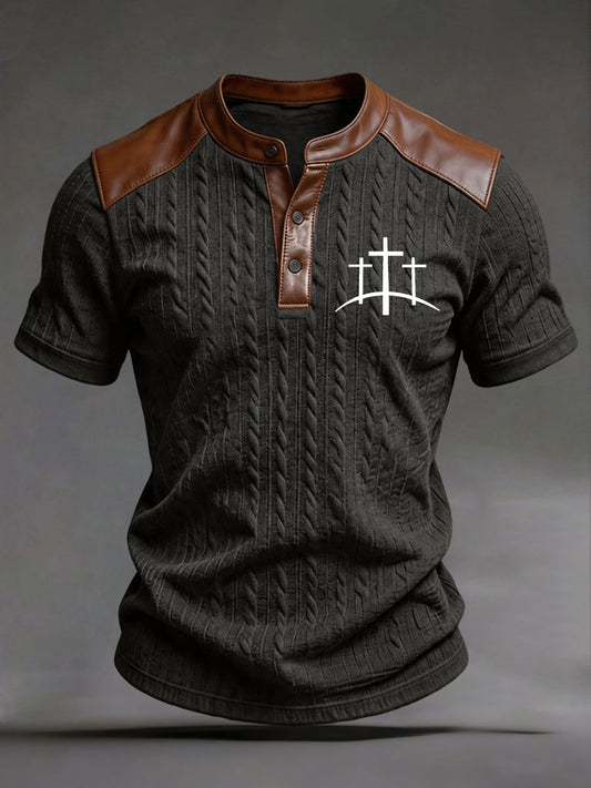 Camiseta casual con estampado cruzado para hombre