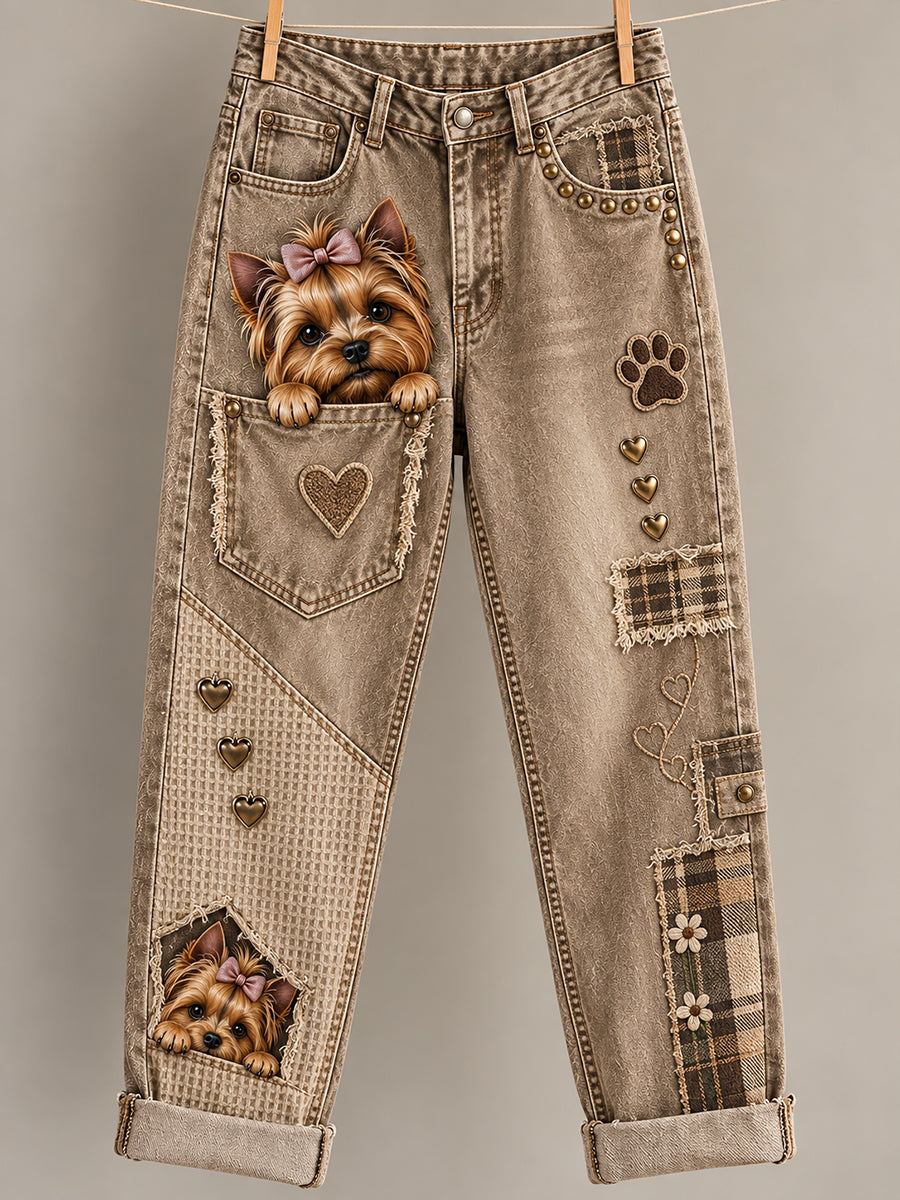 Pantalones acampanados con estampado de animales divertidos para mujer