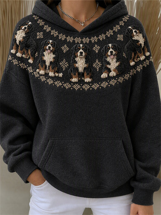Sudadera con capucha Vintage Bernese Mountain Dogs Yoke Isle Print para mujer