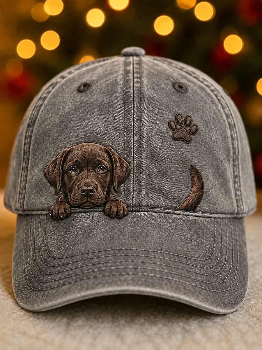 Lindo Peeking Labrador Retriever y Paw Print Unisex Sombrero