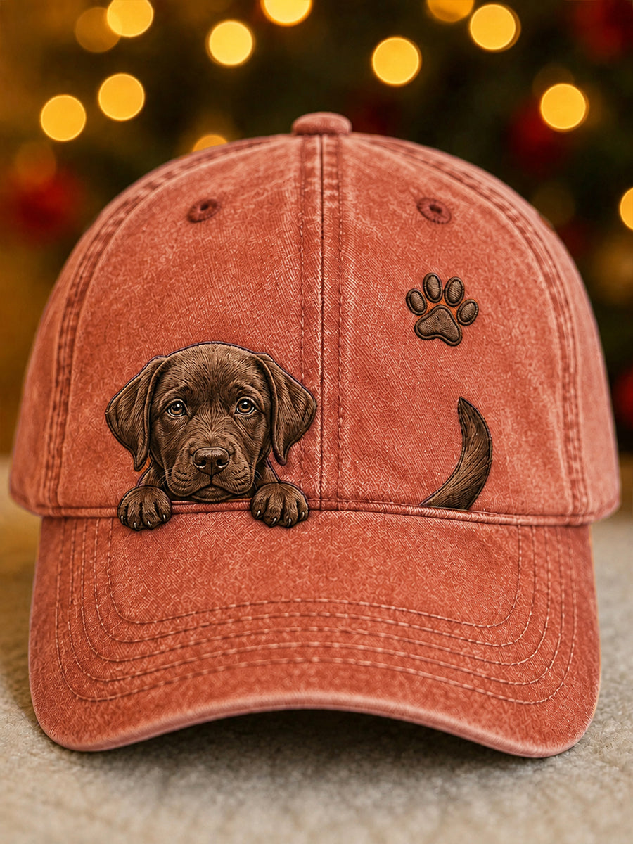 Lindo Peeking Labrador Retriever y Paw Print Unisex Sombrero