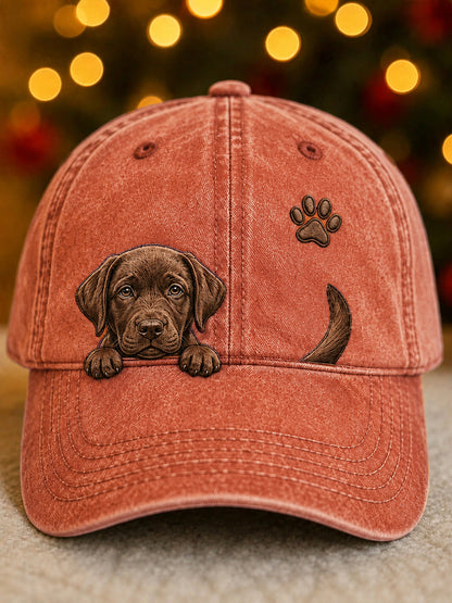 Lindo Peeking Labrador Retriever y Paw Print Unisex Sombrero