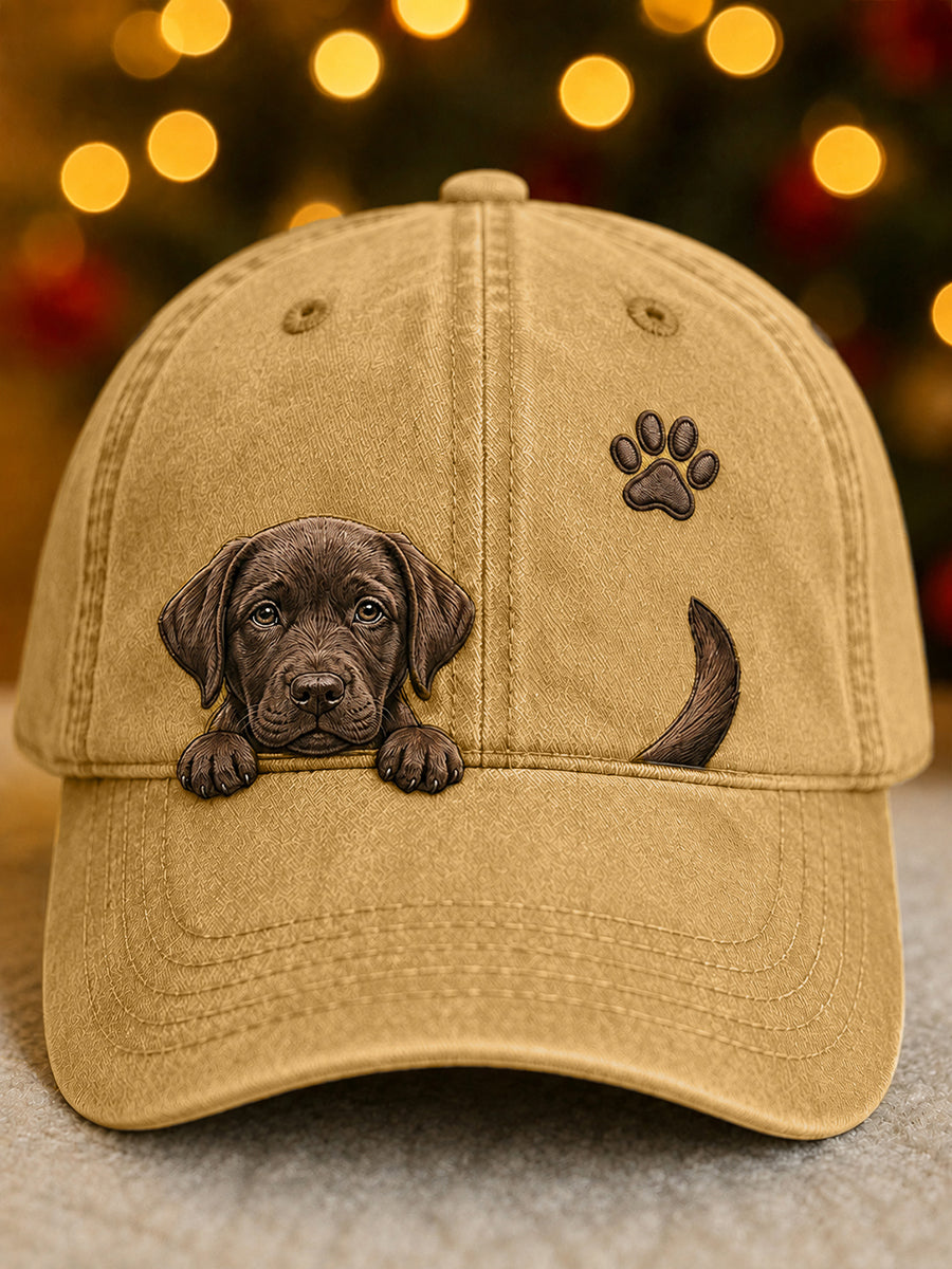 Lindo Peeking Labrador Retriever y Paw Print Unisex Sombrero
