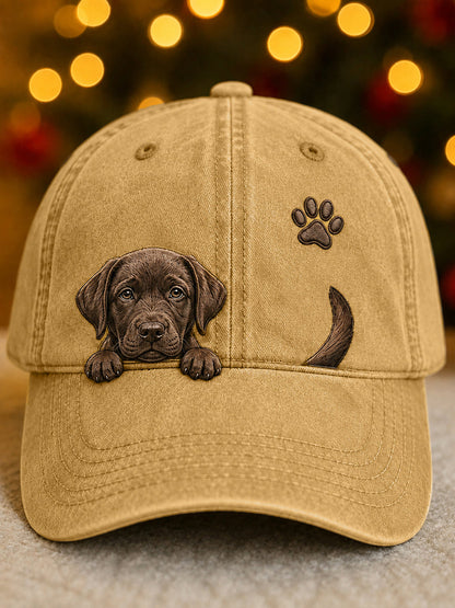Lindo Peeking Labrador Retriever y Paw Print Unisex Sombrero