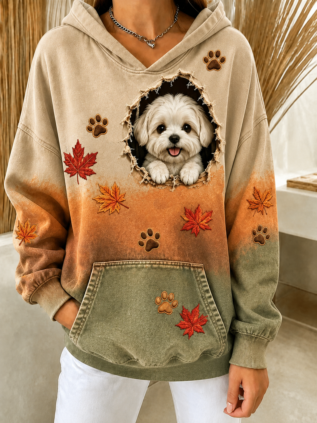 Sudadera para mujer Fun Autumn Dog Regular