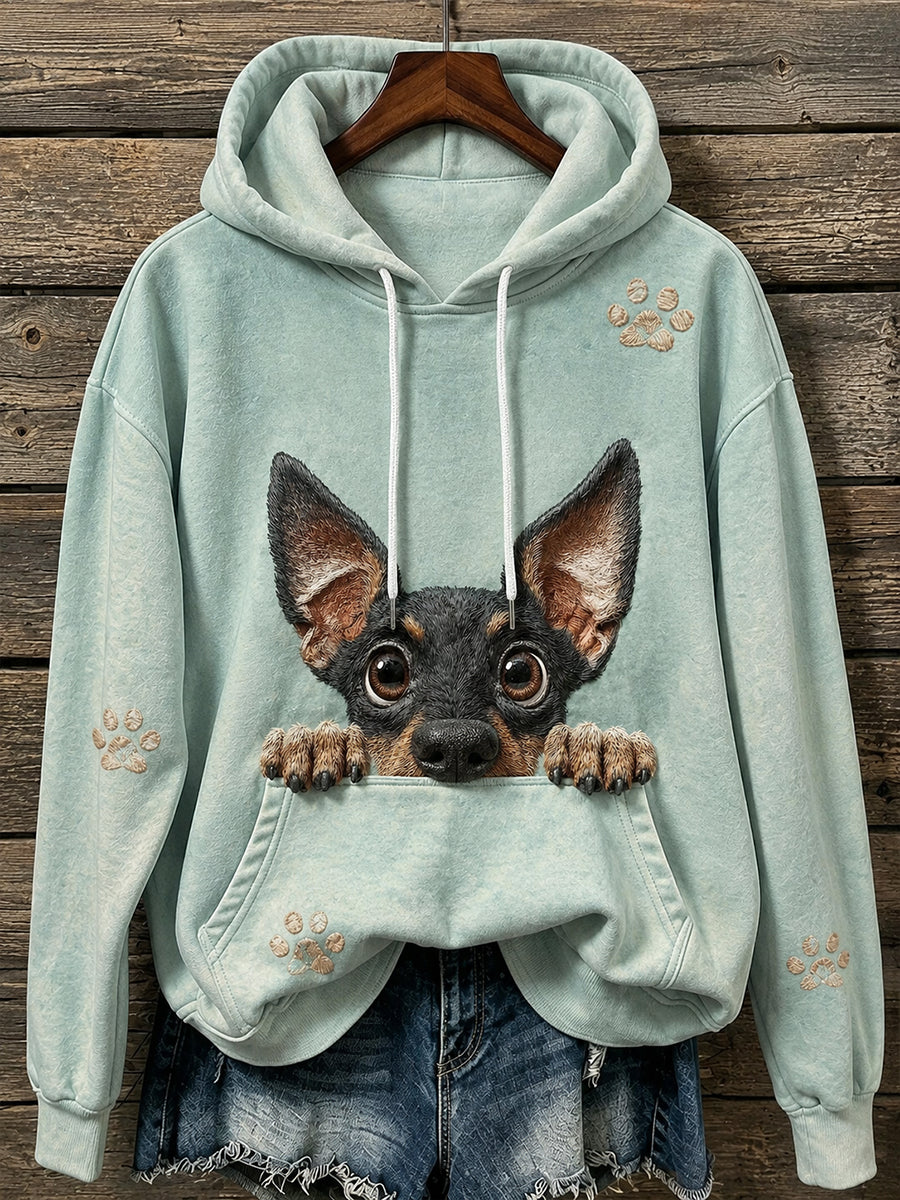 Sudadera con capucha Cozy Manchester Terrier & Paws Print para mujer
