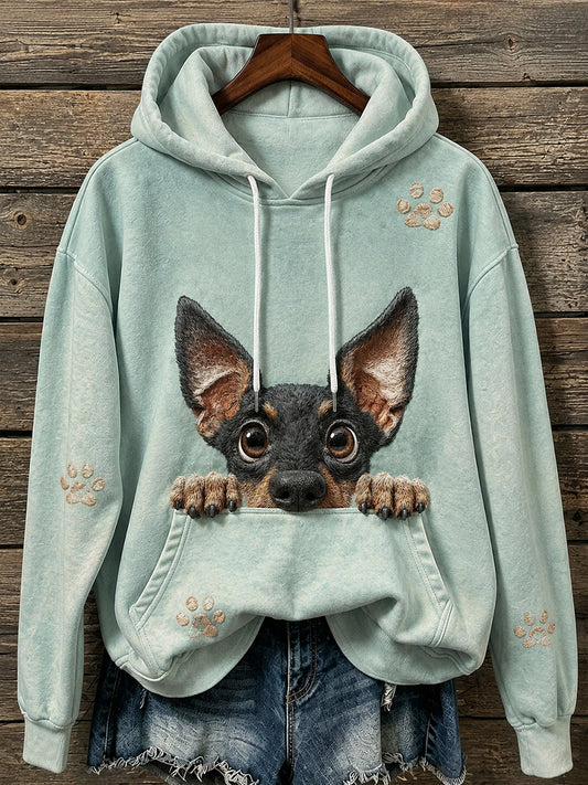 Sudadera con capucha Cozy Manchester Terrier & Paws Print para mujer