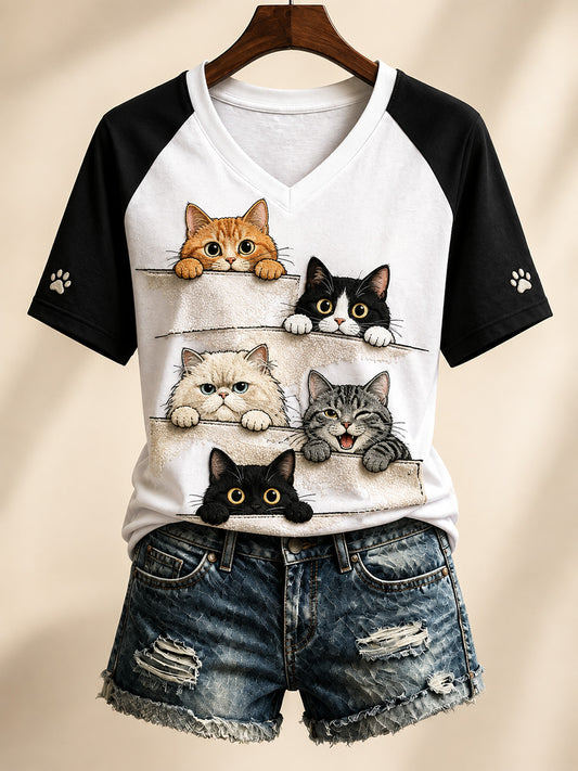 Camiseta casual con estampado de arte animal de estilo vintage