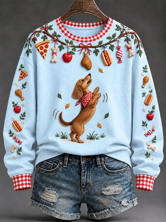 Mujeres "El sueño de acción de gracias de cada mascota" Dachshund Imprimir Casual Sudadera
