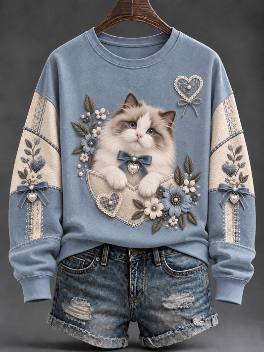 Sudadera con estampado de animales lindos para mujer