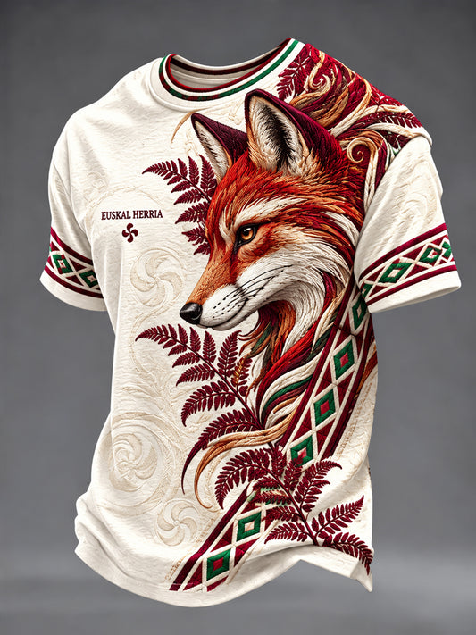 Retro Basque Animal Fox camiseta casual