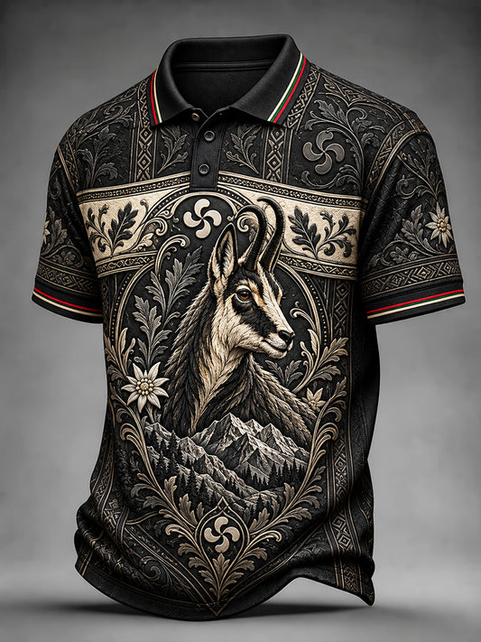 Polo casual con estampado animal vasco retro