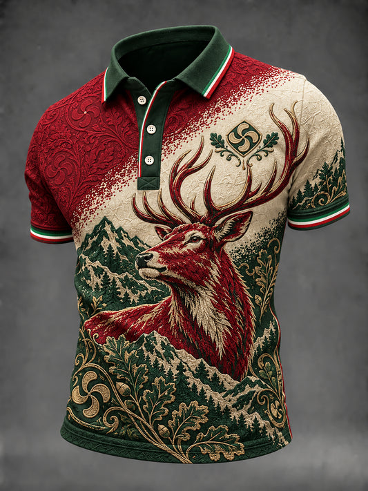 Polo ocasional vasco retro del gradiente de los ciervos rojos