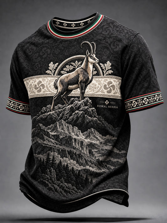 Retro Basque Animal Deer camiseta casual