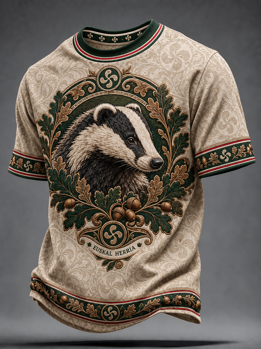 Camiseta con estampado animal vasco retro